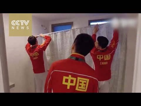 بالفيديو  ستائر الحمام تكشف عدم جاهزية القرية الأولمبية