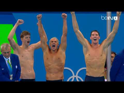 شاهد  مايكل فيلبس يقود أميركا لذهبية التتابع