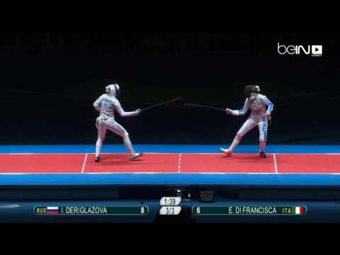 فيديو ذهبية فردي الشيش للروسية ديريغلازوفا