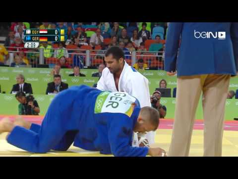 بالفيديو رمضان درويش يحتل المركز السابع في الجودو وزن 100 كلغ