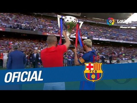 بالفيديو احتفالية تتويج برشلونة بلقب الليغا