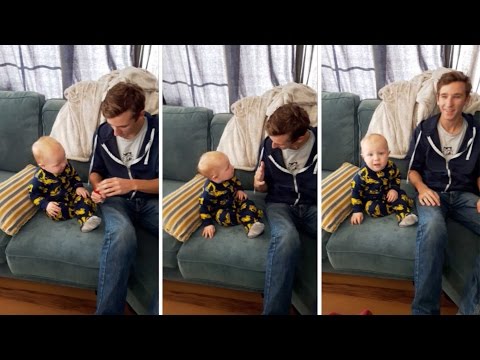 شاهد رد فعل طريف لطفل يشاهد أول خدعة سحرية في حياته