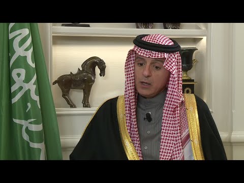 شاهد الجبير يؤكّد أنّ السعودية تؤمن بحل الدولتين
