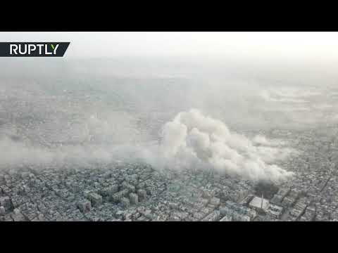 شاهد لحظة قصف الجيش السوري مواقع داعش في مخيّم اليرموك