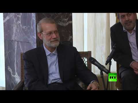 شاهد استقبال الرئيس اللبناني لرئيس البرلمان الإيراني في بيروت