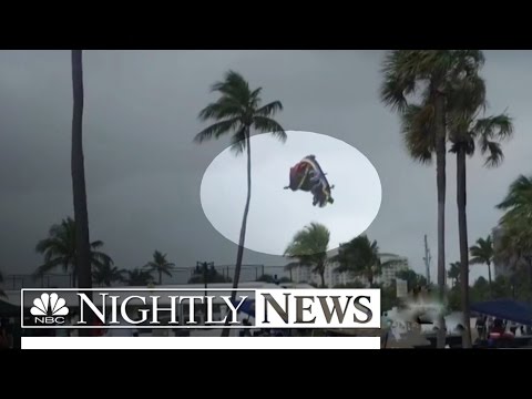 بالفيديو الرياح ترفع ترامبولين نحو السماء وعلى متنه 3 أطفال