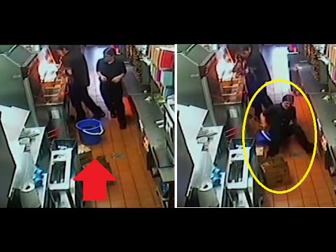 لحظة سقوط الزيت المغلي على عاملة ماكدونالدز