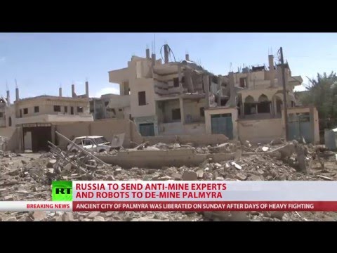 russia to send robots and engineers to syria to help demine palmyra