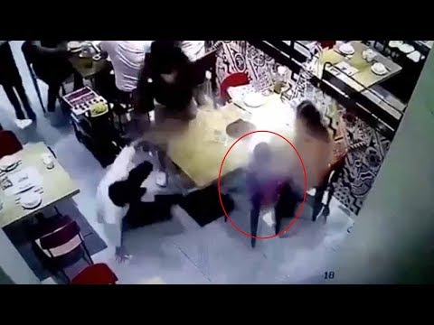 waiter slips and spills boiling soup all over child