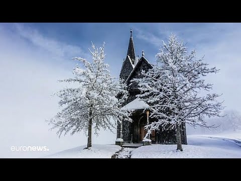 austrian town sees first snowfall of the season