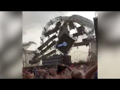 shocking moment stage collapses killing dj
