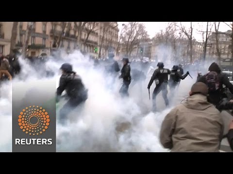 during french student protest
