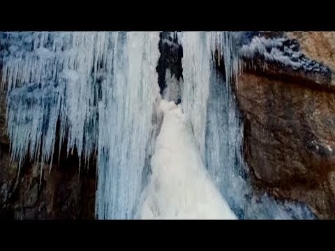 spectacular views of a frozen waterfall