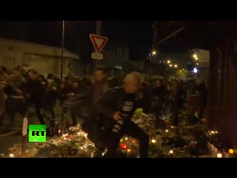 moment crowd bursts into panic run caused by false alarm
