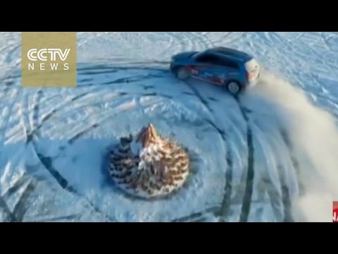 car drifting show on chagan lake