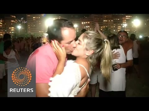 revellers greet the new year