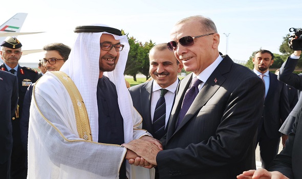 أردوغان ومحمد بن زايد يؤكدان على تطوّر العلاقات القوية  بين البلدين والعمل لخدمة شراكتهما ومصالحهما